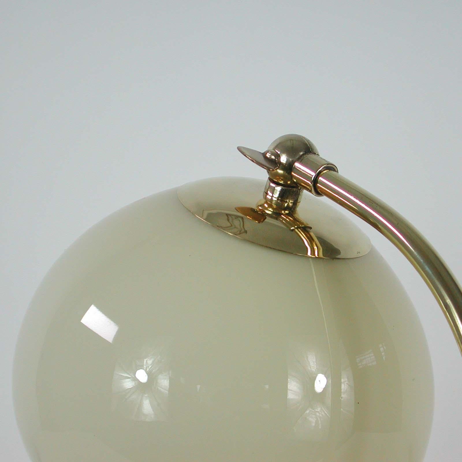 German Bauhaus Art Deco Brass and Opaline Table Lamp, 1930s 2