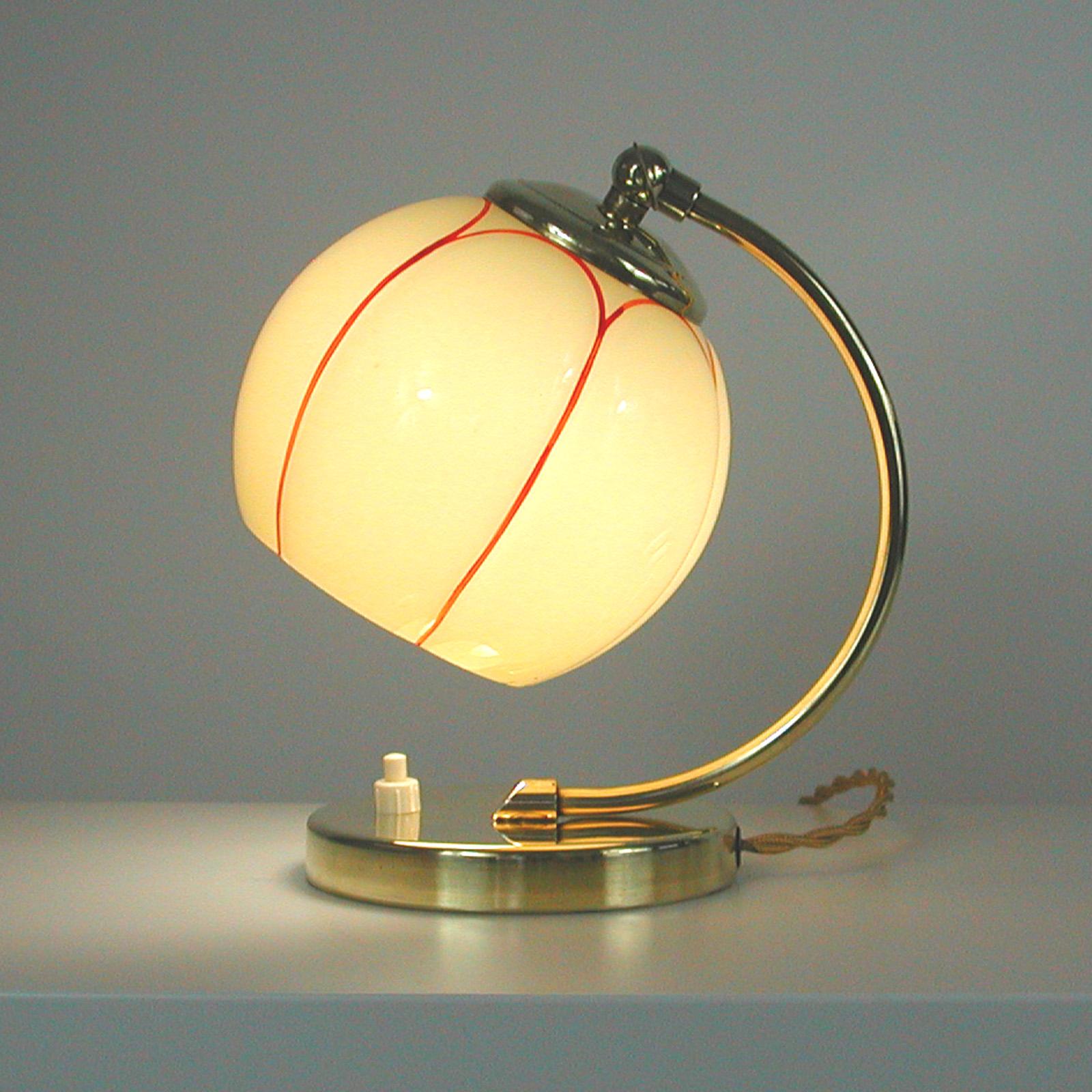 German Bauhaus Art Deco Brass and Opaline Table Lamp, 1930s 4