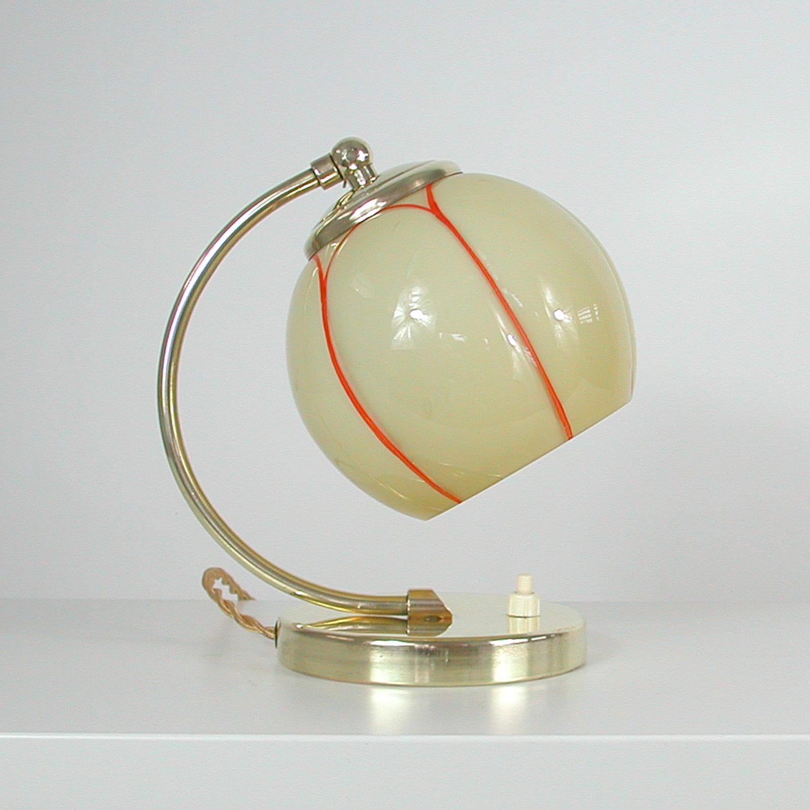 German Bauhaus Art Deco Brass and Opaline Table Lamp, 1930s 5