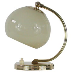 German Bauhaus Art Deco Brass and Opaline Table Lamp, 1930s