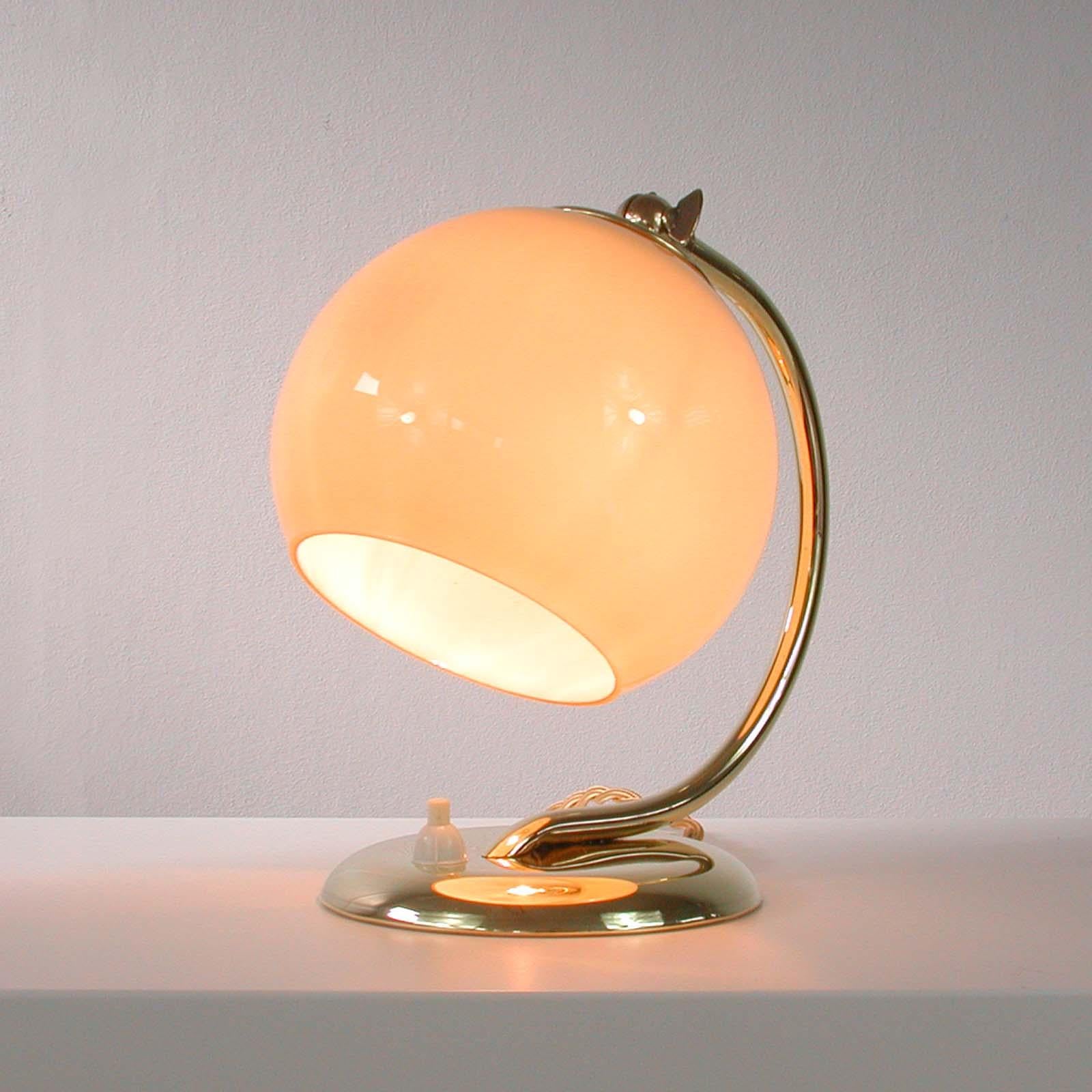 German Bauhaus Art Deco Brass and Opaline Table Lamp Sconce, 1930s 7