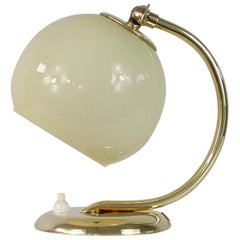 Vintage German Bauhaus Art Deco Brass and Opaline Table Lamp Sconce, 1930s