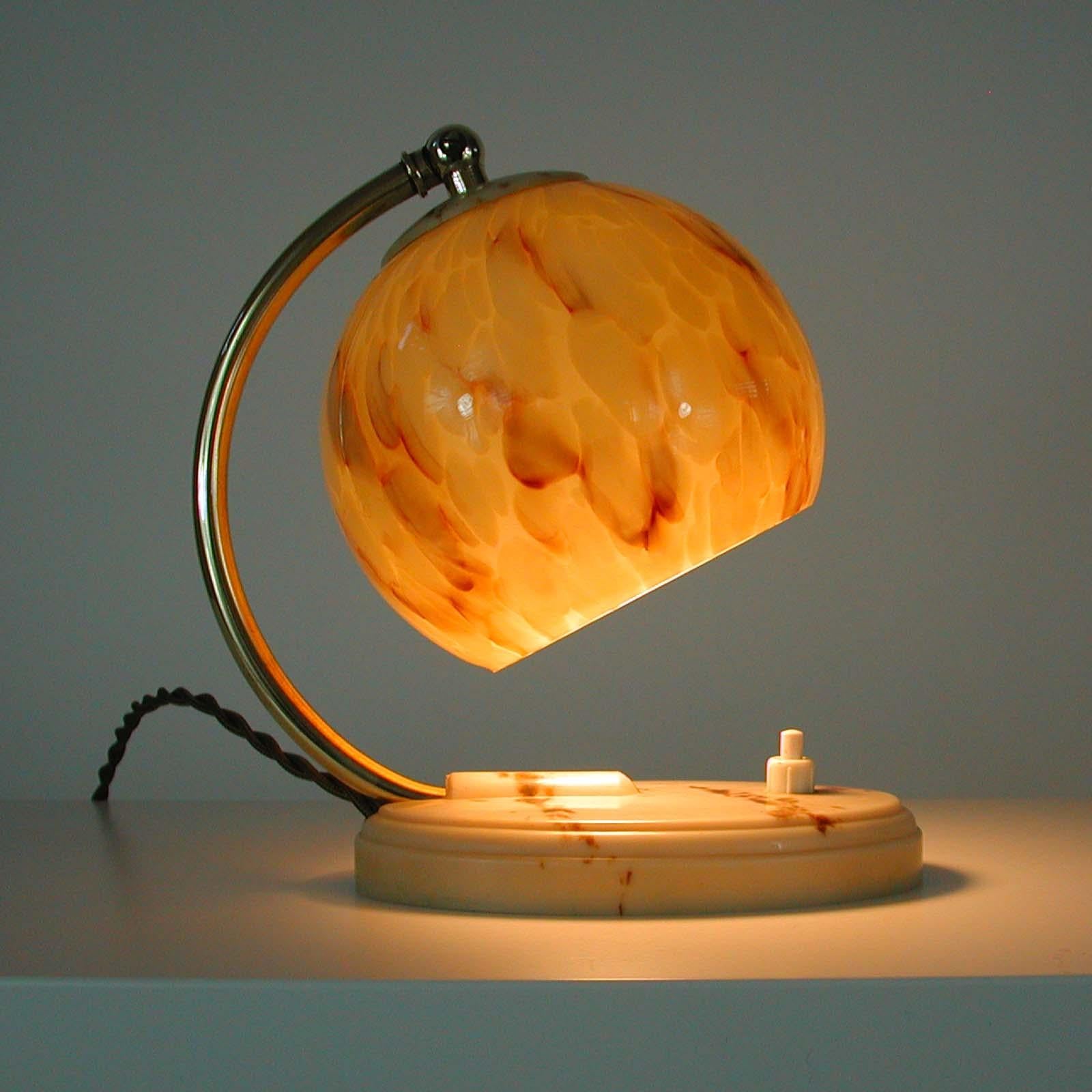 German Bauhaus Art Deco Opaline Table Lamp Sconce, 1930s 5