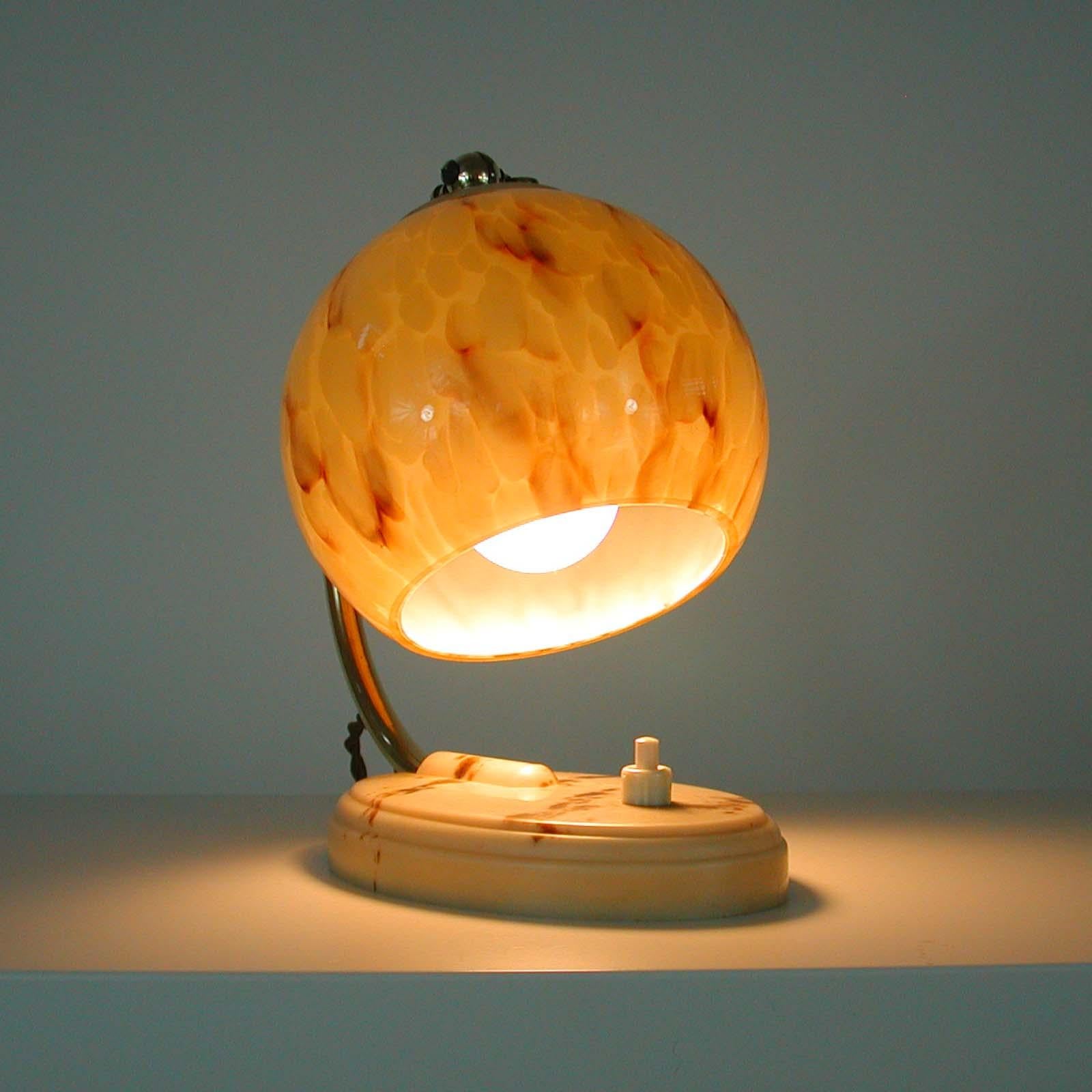 German Bauhaus Art Deco Opaline Table Lamp Sconce, 1930s 8