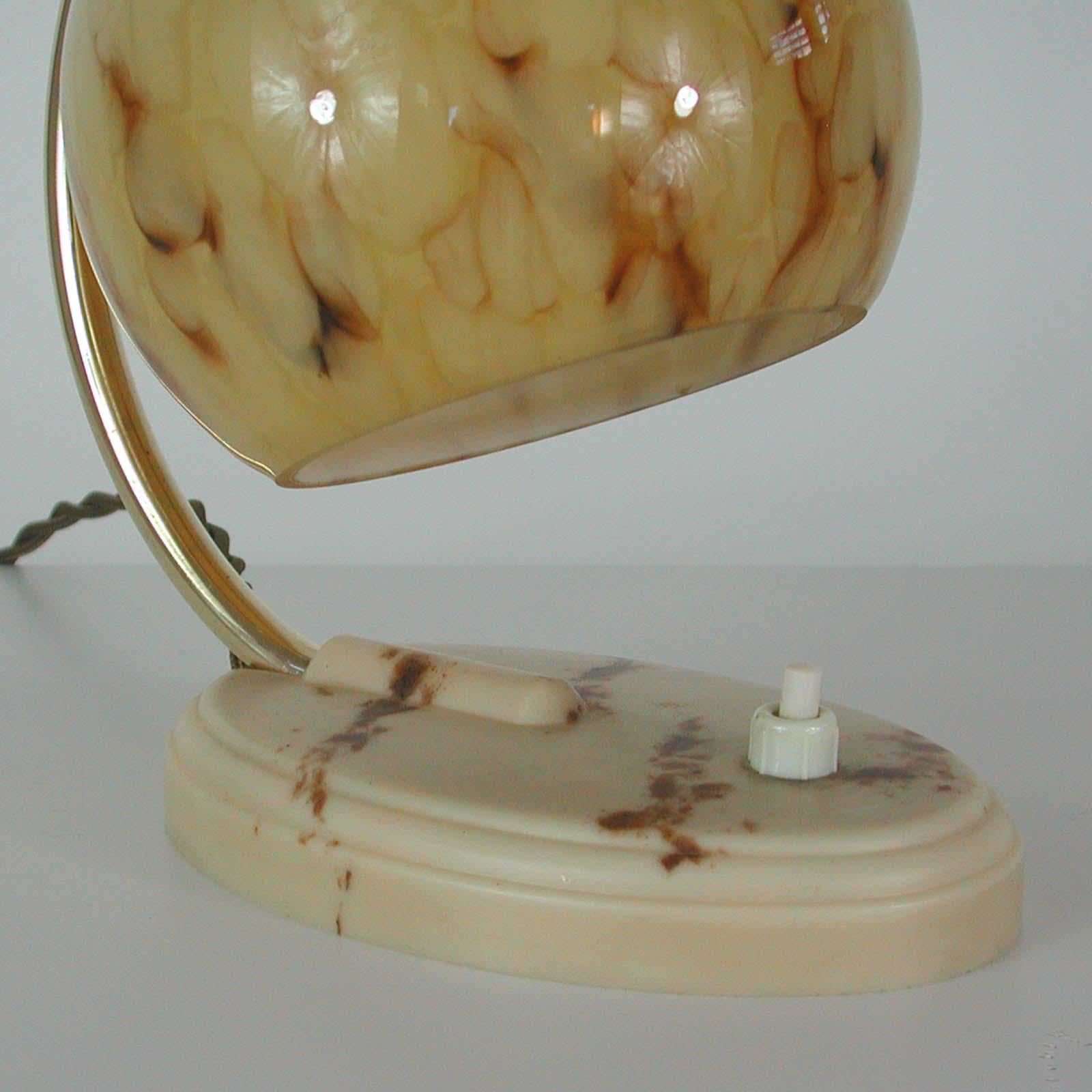 German Bauhaus Art Deco Opaline Table Lamp Sconce, 1930s 1