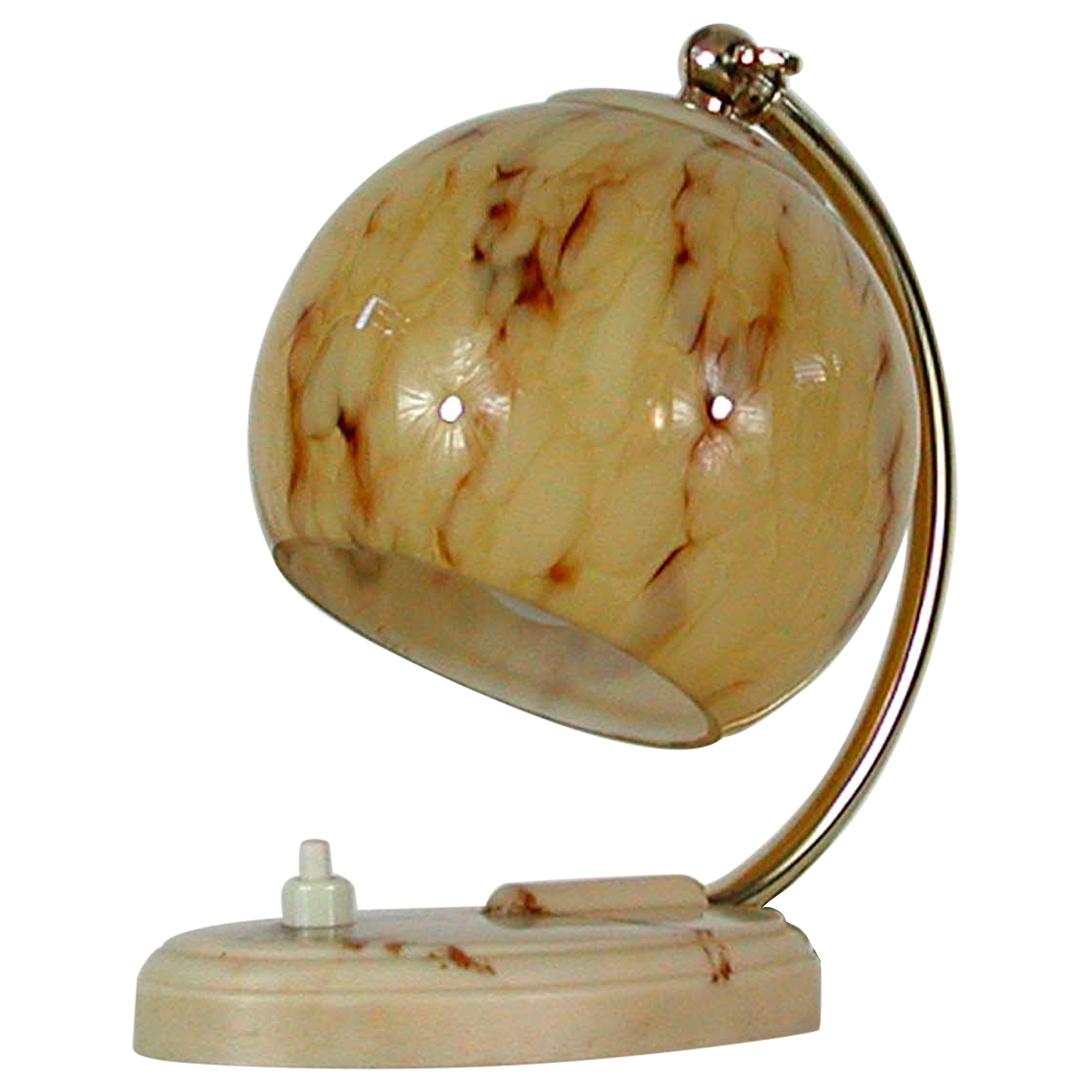 German Bauhaus Art Deco Opaline Table Lamp Sconce, 1930s