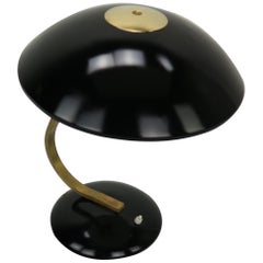 Vintage German Bauhaus Black and Brass Table Lamp by Sis Licht, 1940