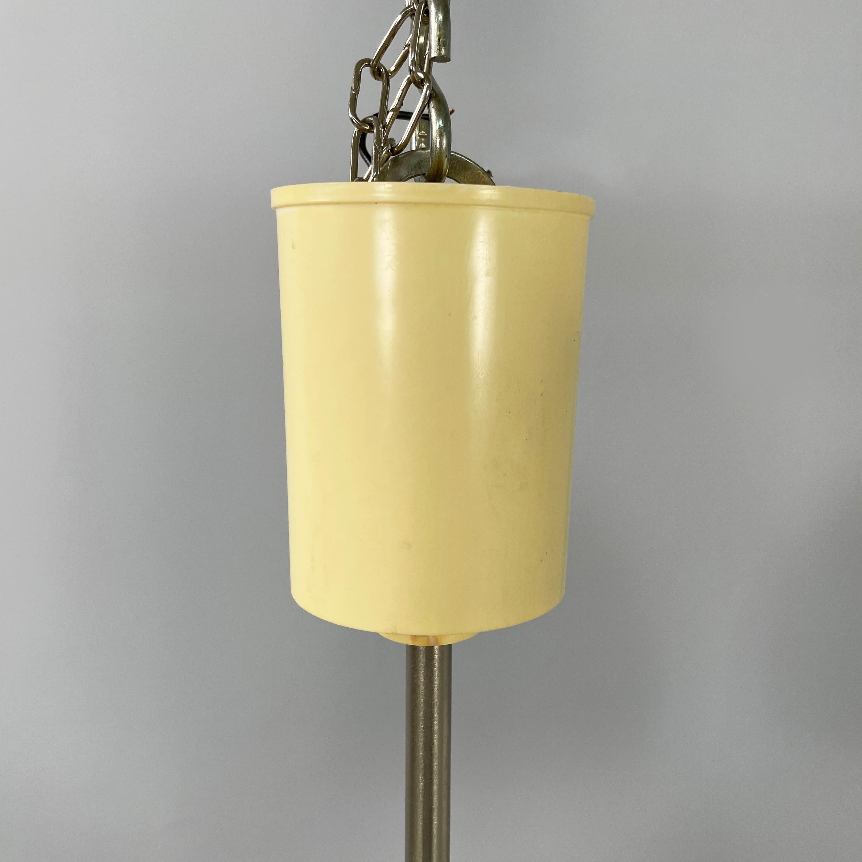 German Bauhaus Chandelier in opaline glass, white plastic and metal, 1920s For Sale 8