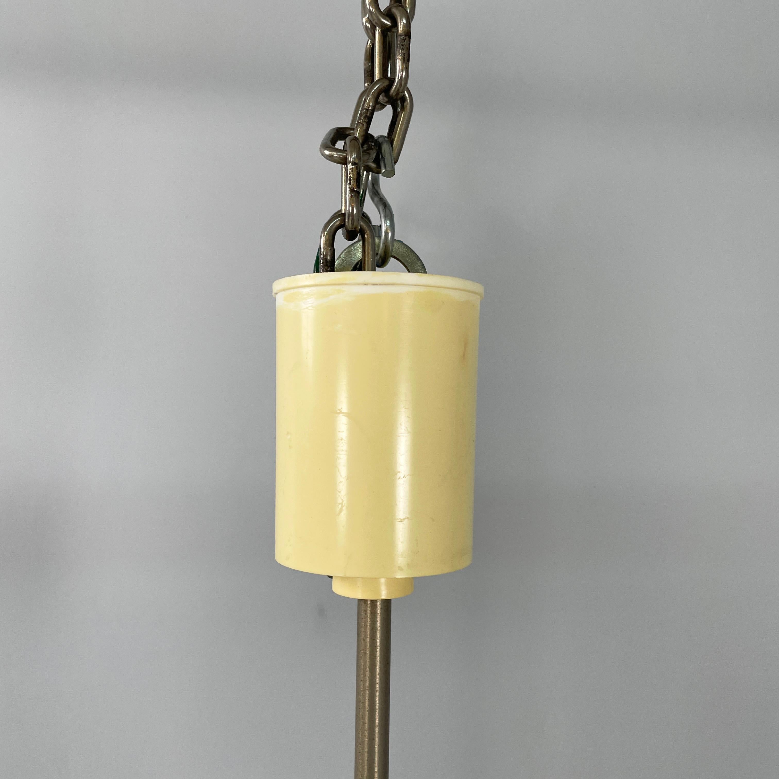 German Bauhaus Chandelier in opaline glass, white plastic and metal, 1920s For Sale 9