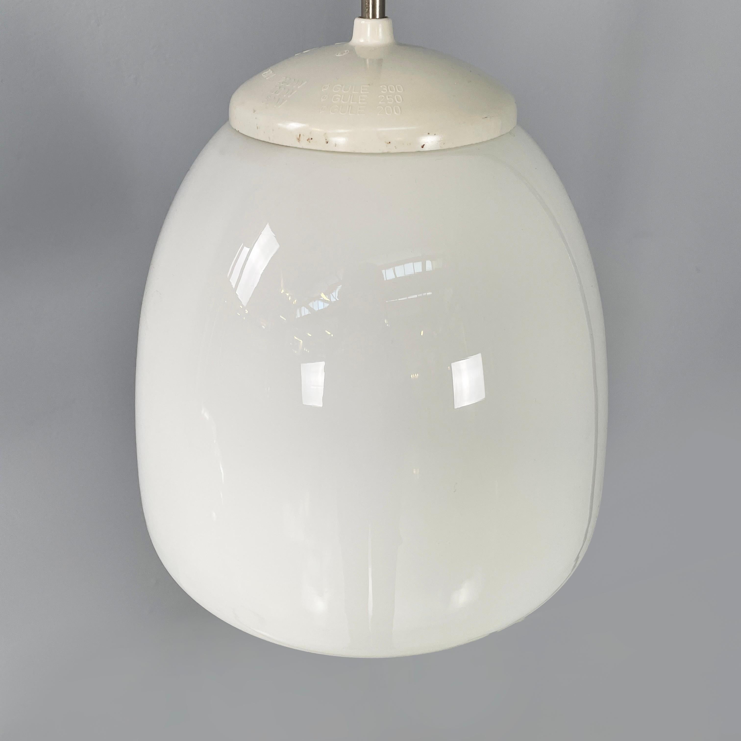 German Bauhaus Chandelier in opaline glass, white plastic and metal, 1920s For Sale 1