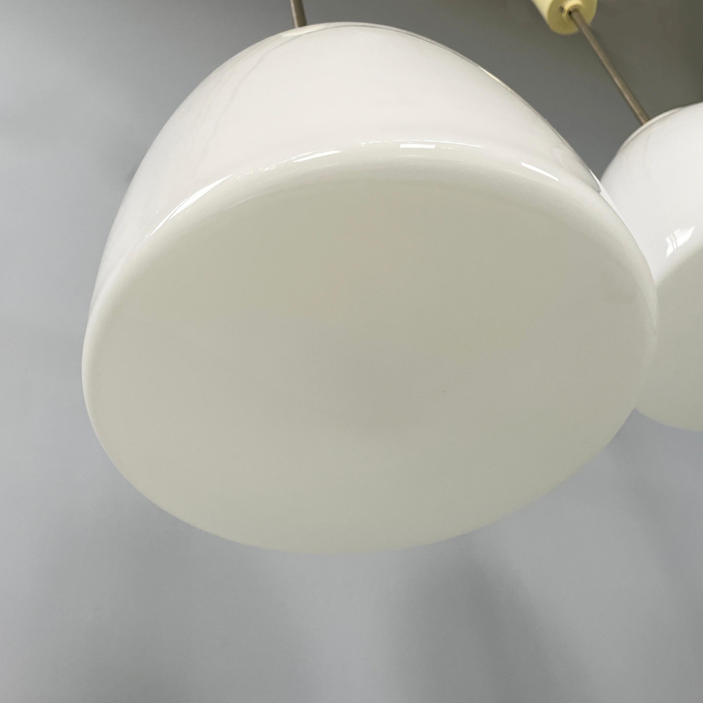 German Bauhaus Chandelier in opaline glass, white plastic and metal, 1920s For Sale 2