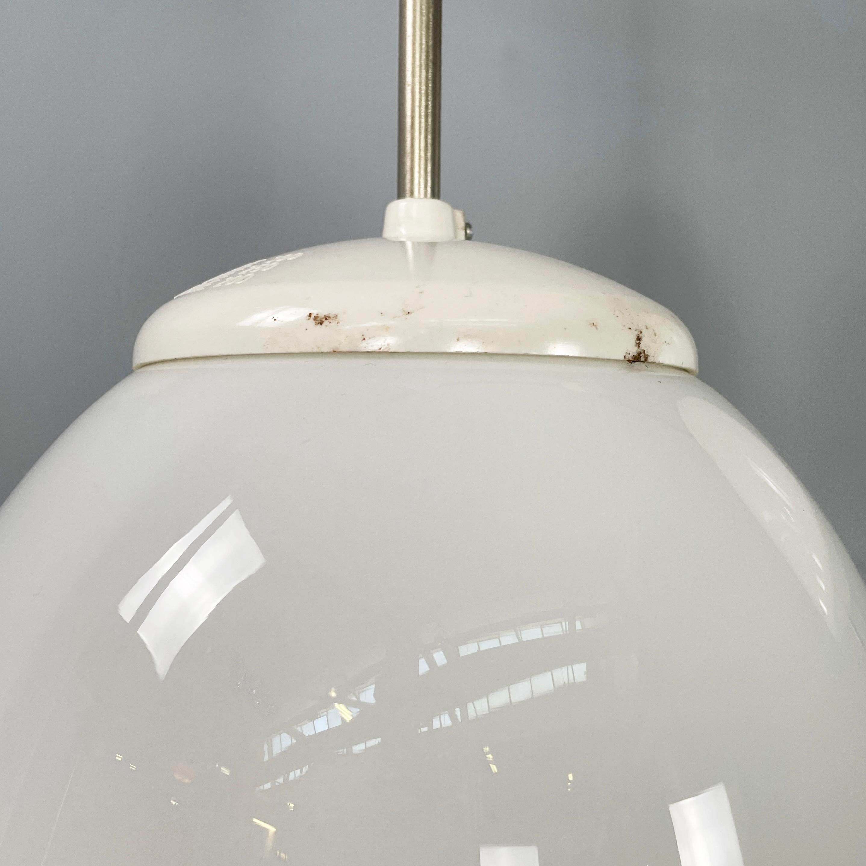 German Bauhaus Chandelier in opaline glass, white plastic and metal, 1920s For Sale 4