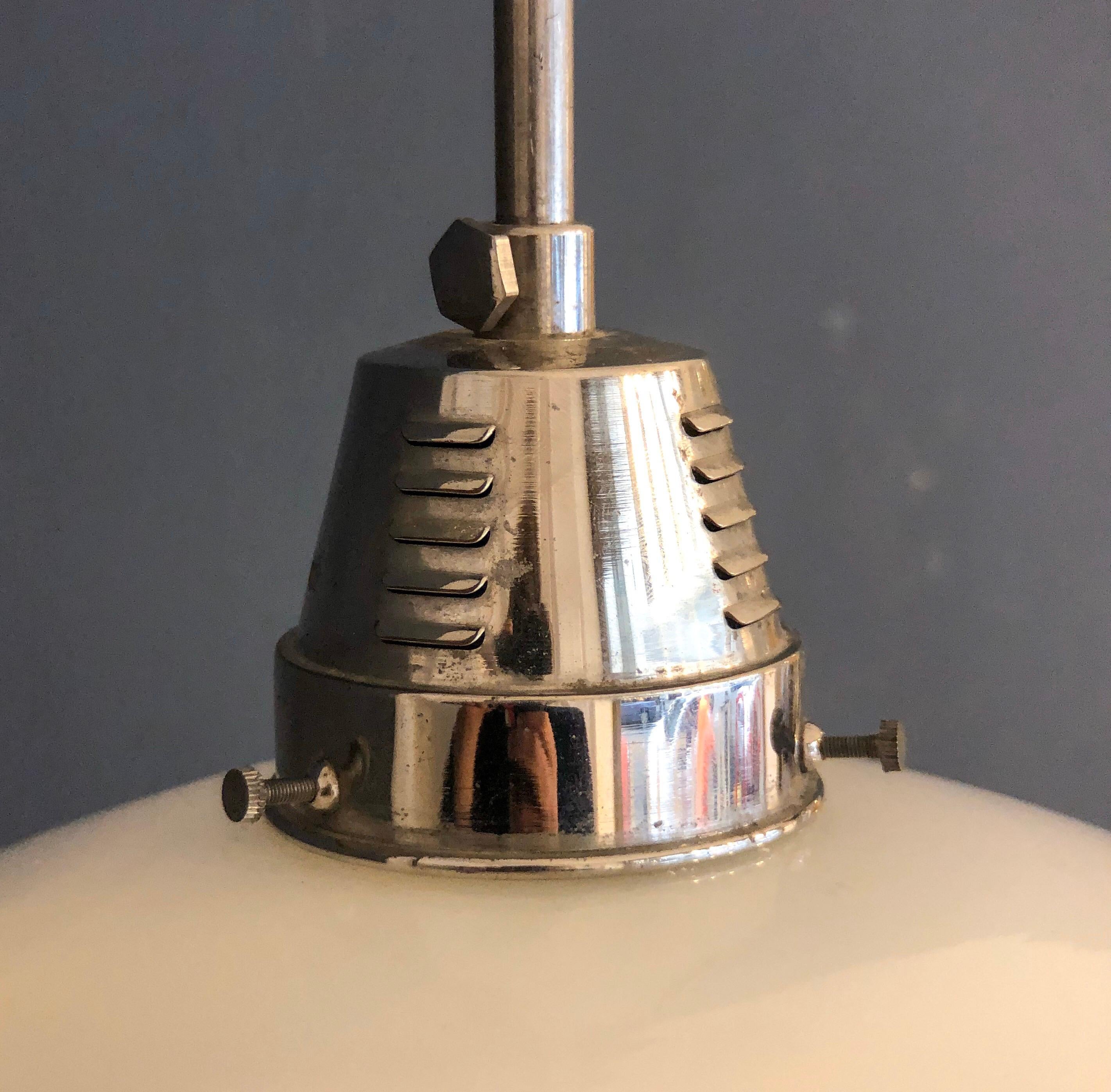 Opaline Glass German Bauhaus Design Sistrah Pendant Lamp by Otto Müller, 1931 For Sale