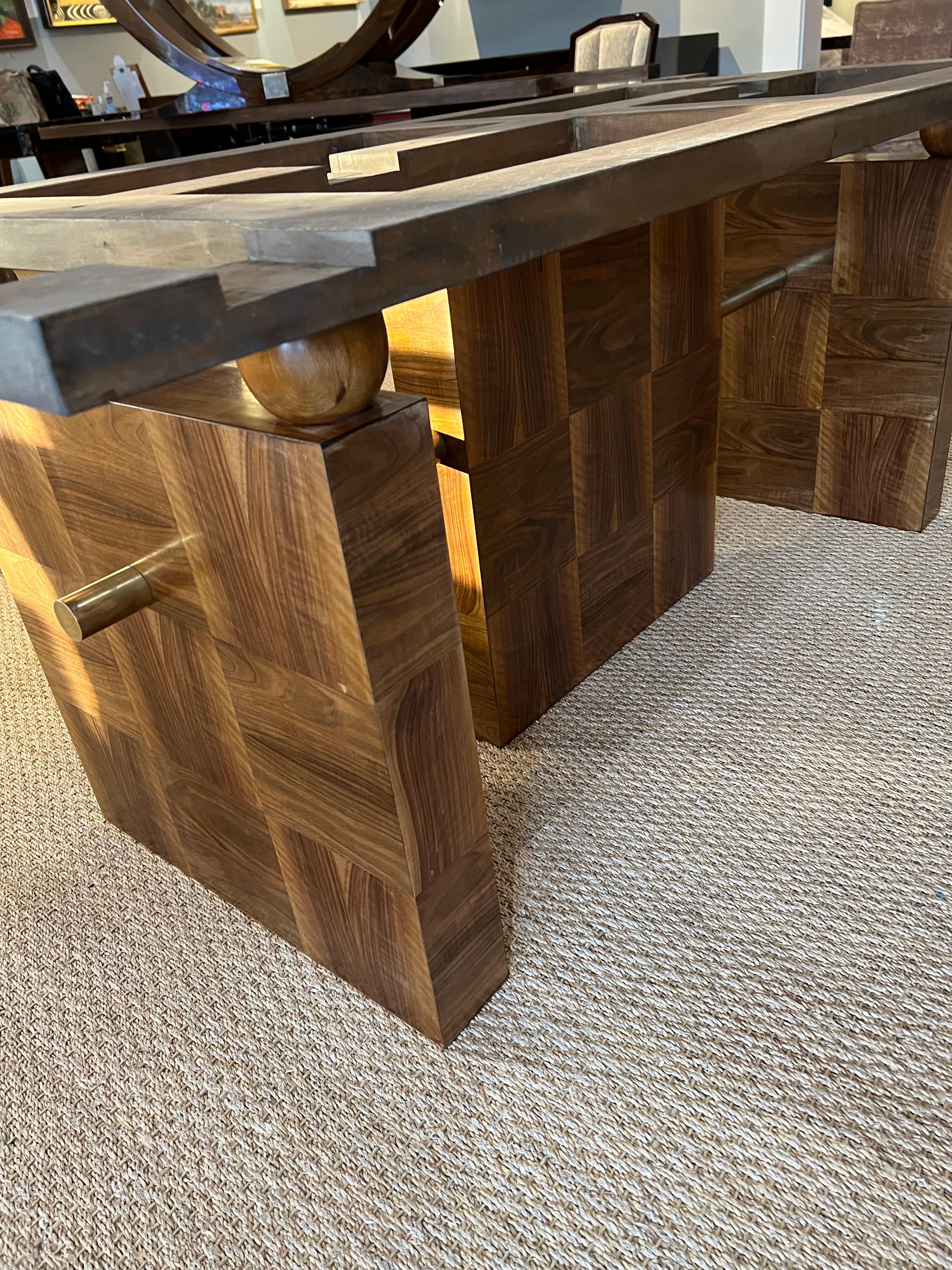 German BauHaus Dinning Table, c. 1950s, in Walnut In Excellent Condition For Sale In Houston, TX