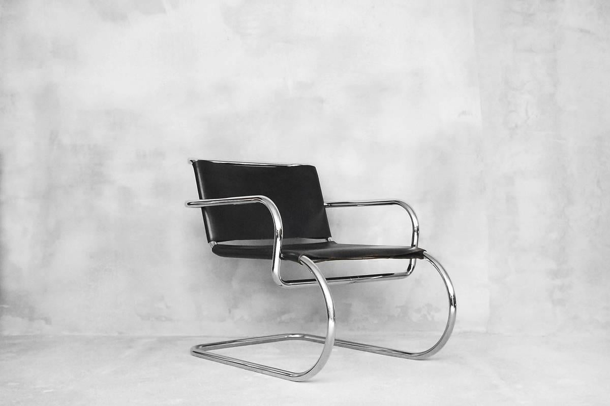 Steel German Bauhaus Leather Chair by Franco Albini for Tecta, 1933 For Sale