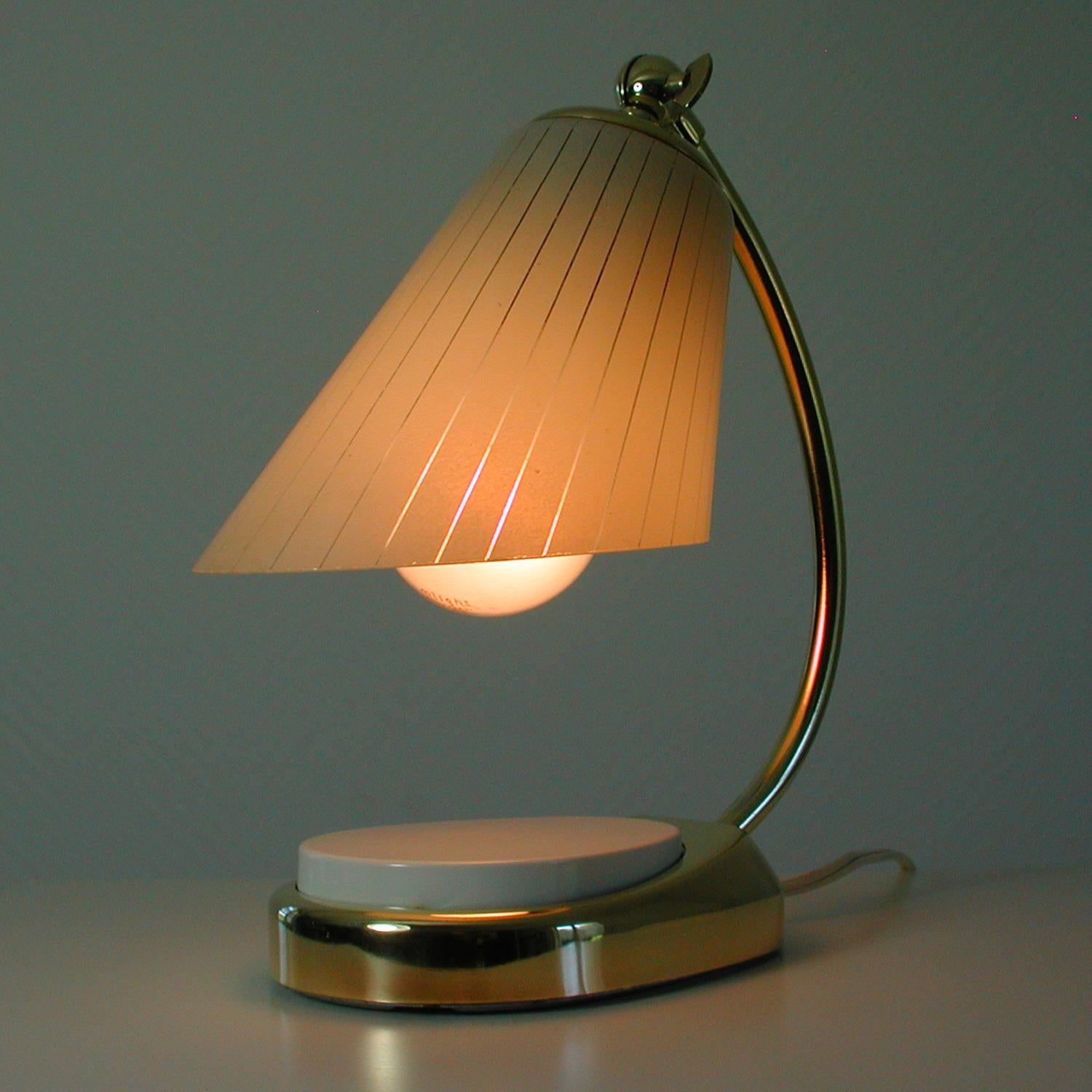 German Bauhaus Marianne Brandt Brass and Opal Touch Light Table Desk Lamp, 1960s 4