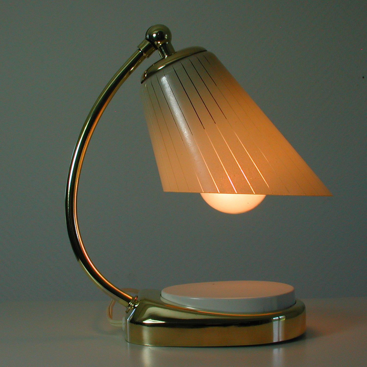 German Bauhaus Marianne Brandt Brass and Opal Touch Light Table Desk Lamp, 1960s 5