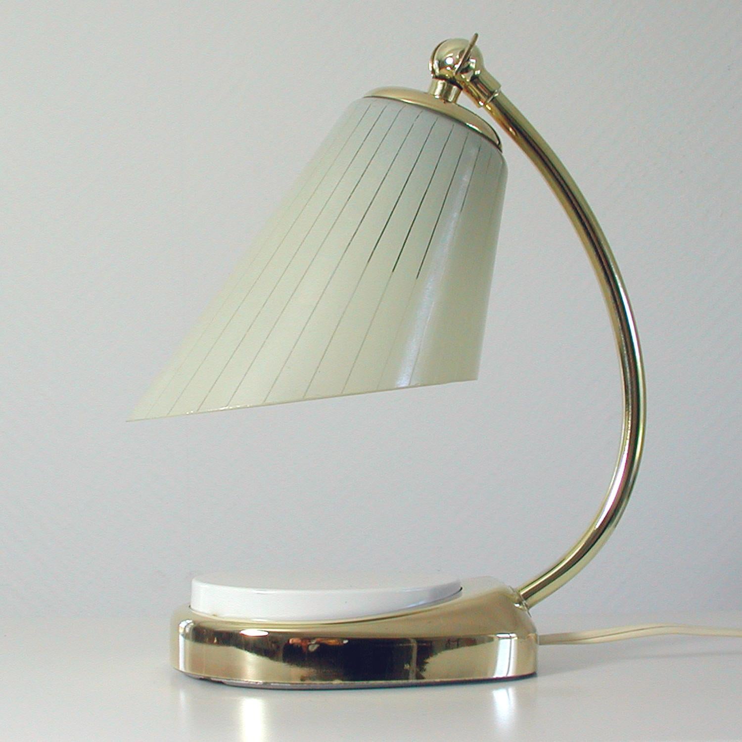 German Bauhaus Marianne Brandt Brass and Opal Touch Light Table Desk Lamp, 1960s In Good Condition In NUEMBRECHT, NRW