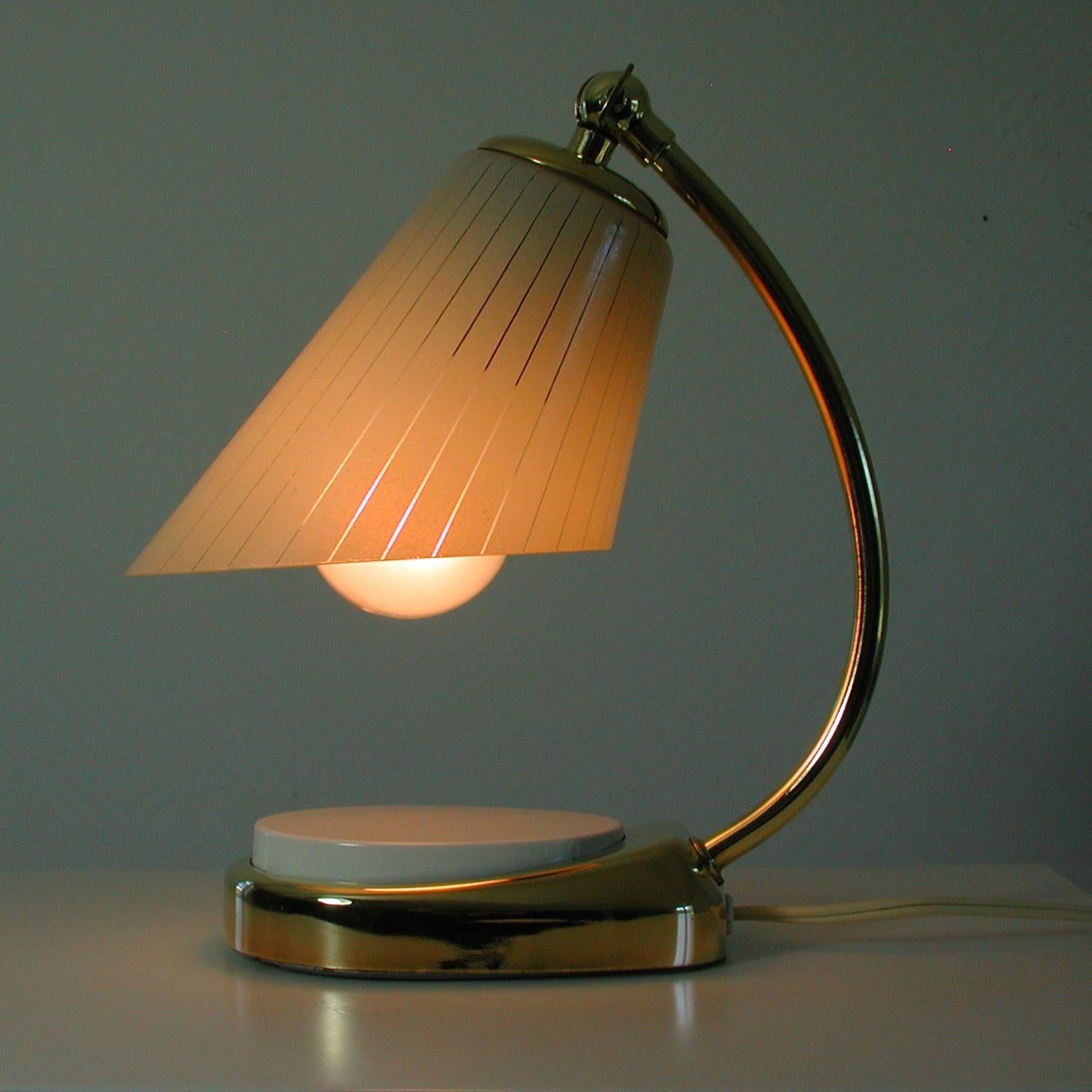 German Bauhaus Marianne Brandt Brass and Opal Touch Light Table Desk Lamp, 1960s 2