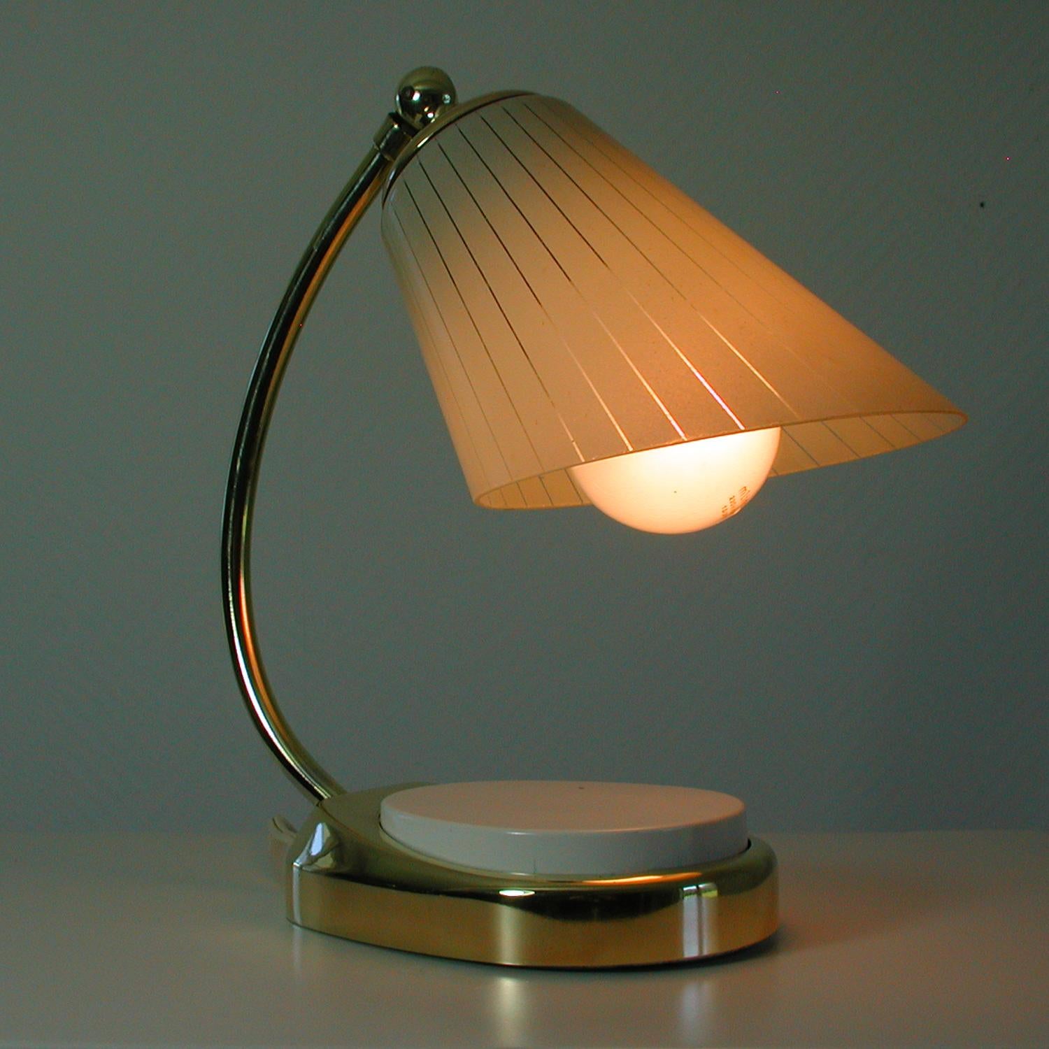 German Bauhaus Marianne Brandt Brass and Opal Touch Light Table Desk Lamp, 1960s 3