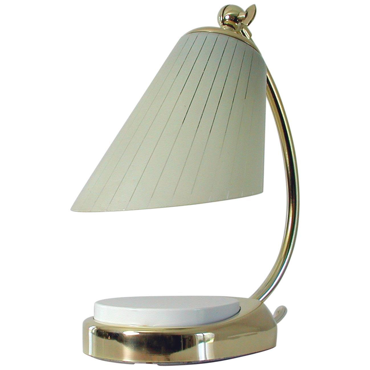 German Bauhaus Marianne Brandt Brass and Opal Touch Light Table Desk Lamp, 1960s