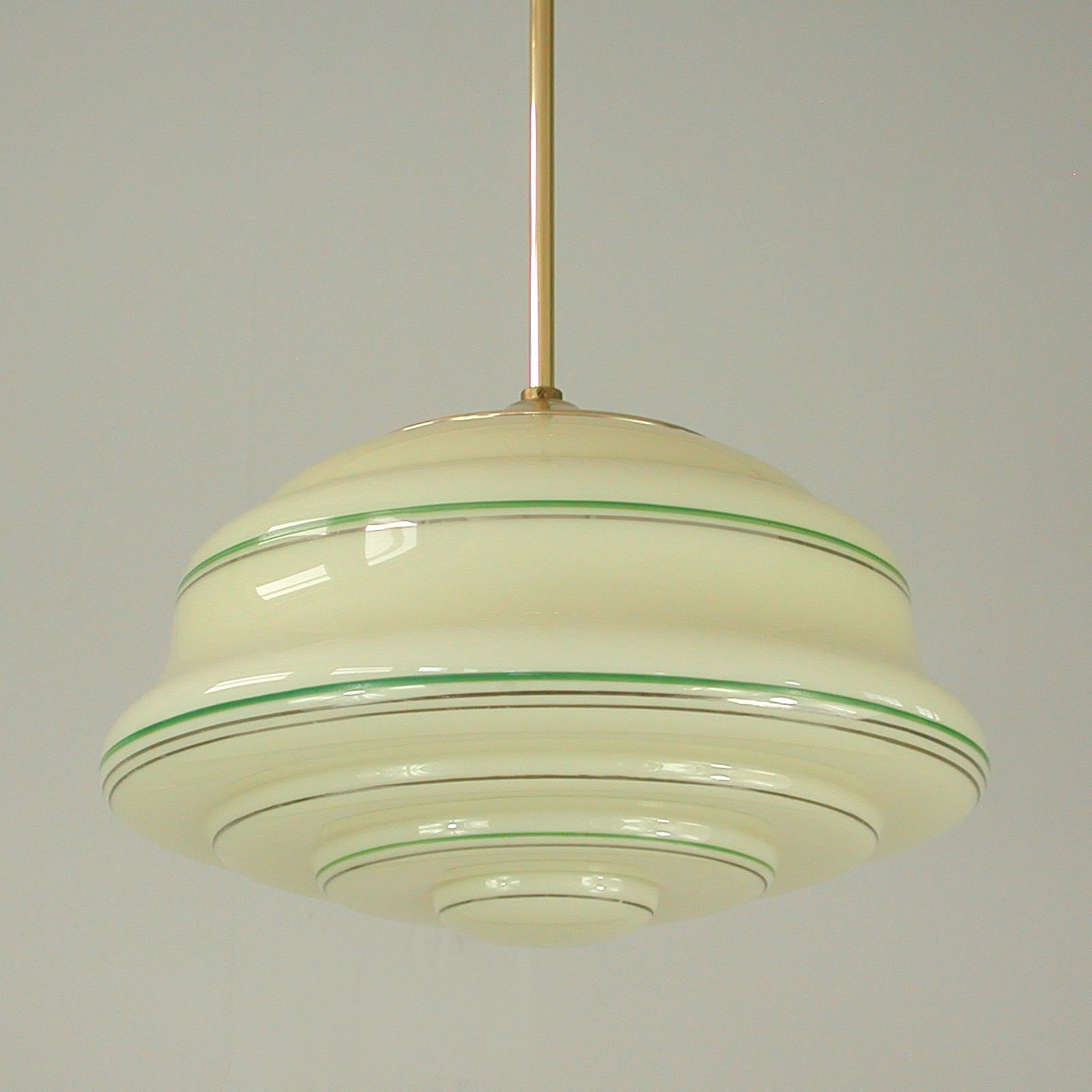 German Bauhaus Opaline and Enamel Glass Pendant, 1920s In Good Condition In NUEMBRECHT, NRW