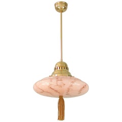 German Bauhaus Pale Pink Marbled Glass Lantern, 1920s
