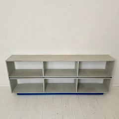 German Bauhaus Sideboard / Shelf in Mint Green-Grey, Blue Lacquered Pine, 1950