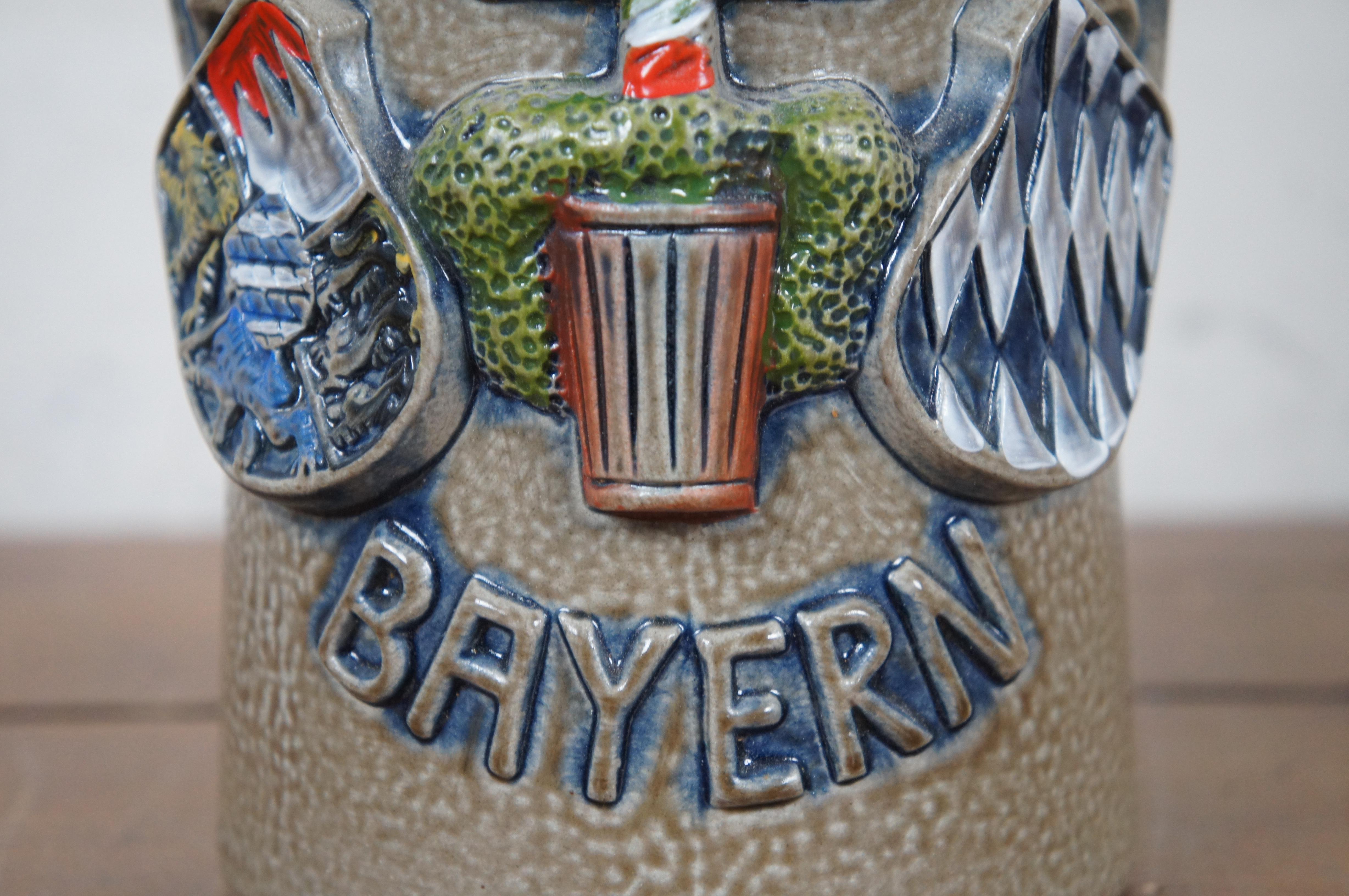 Boccale di birra in gres bavarese originale King Bayern Maypole Stein Tankard 1
