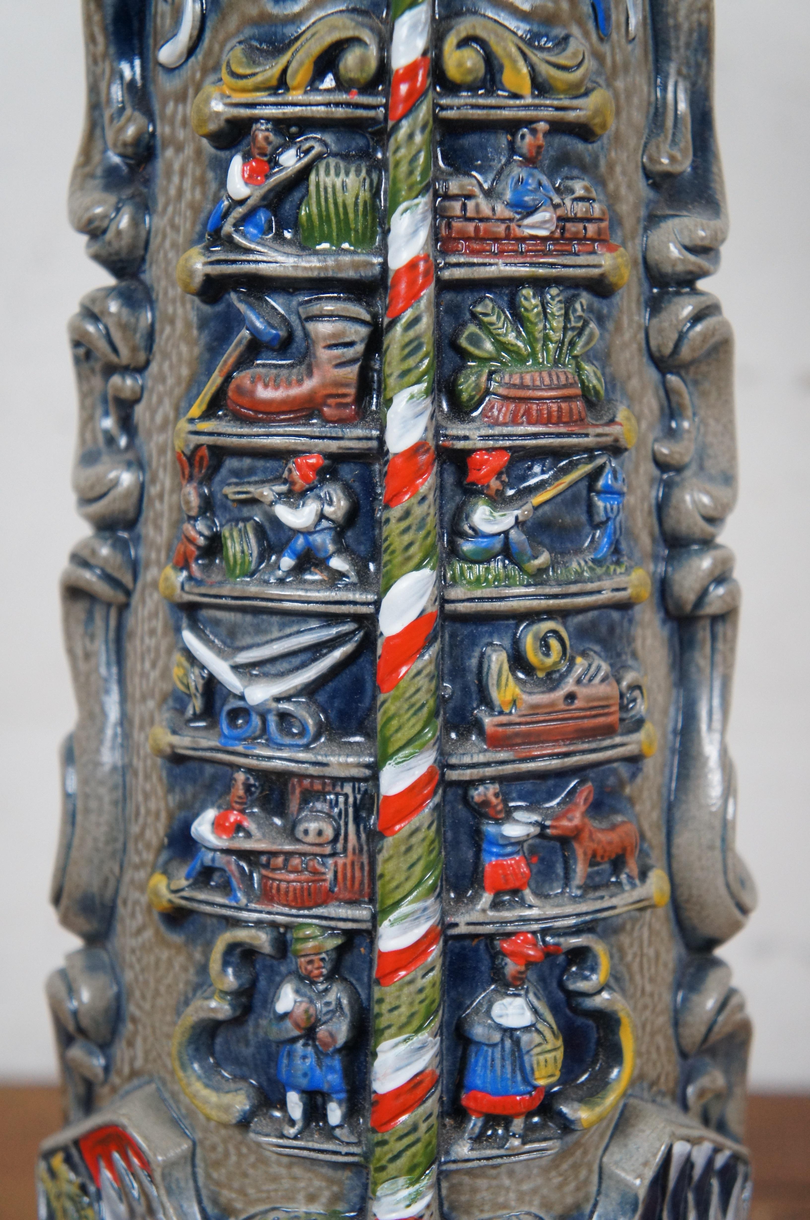 Boccale di birra in gres bavarese originale King Bayern Maypole Stein Tankard 2