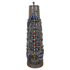Boccale di birra in gres bavarese originale King Bayern Maypole Stein Tankard