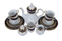 German Bavarian Wiuterliug Kirchenlamitz Cobalt Blue Gold Demitasse Tea Coffee