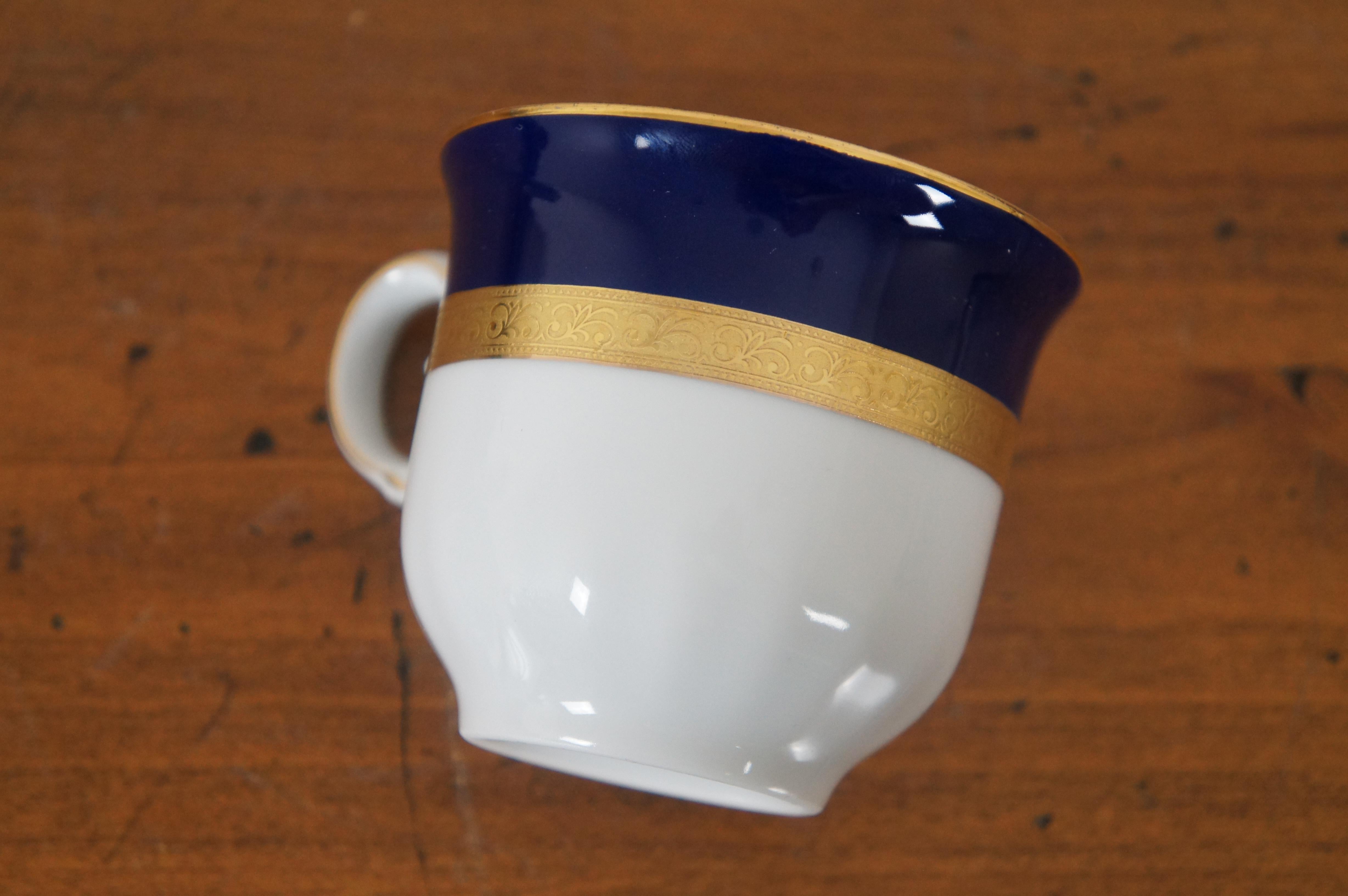 German Bavarian Wiuterliug Kirchenlamitz Cobalt Blue Gold Demitasse Tea Coffee For Sale 2