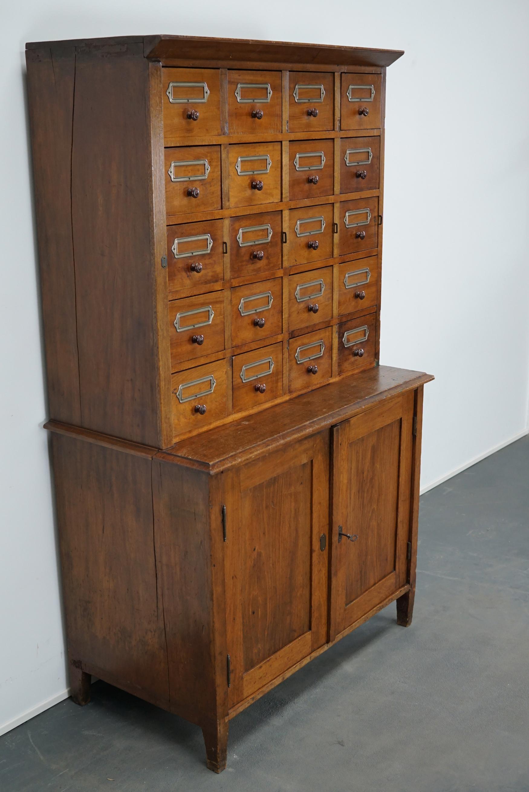 Industrial German Beech Apothecary Cabinet, circa 1930s
