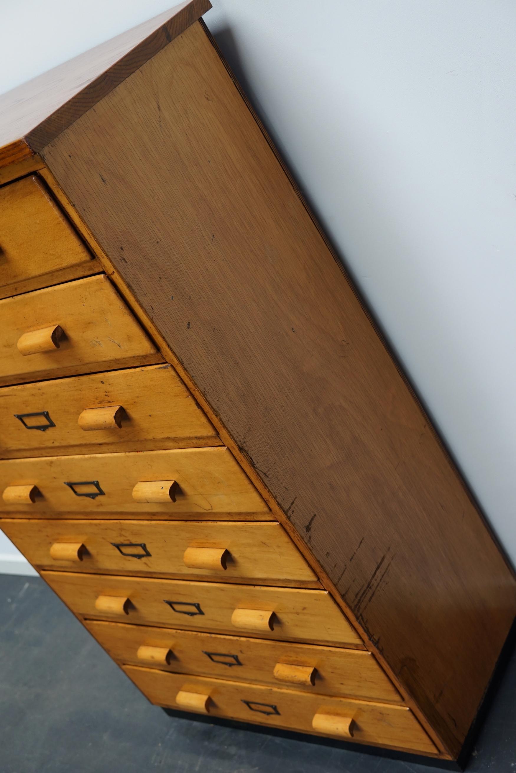 German Beech Industrial Apothecary Cabinet, Mid-20th Century For Sale 7