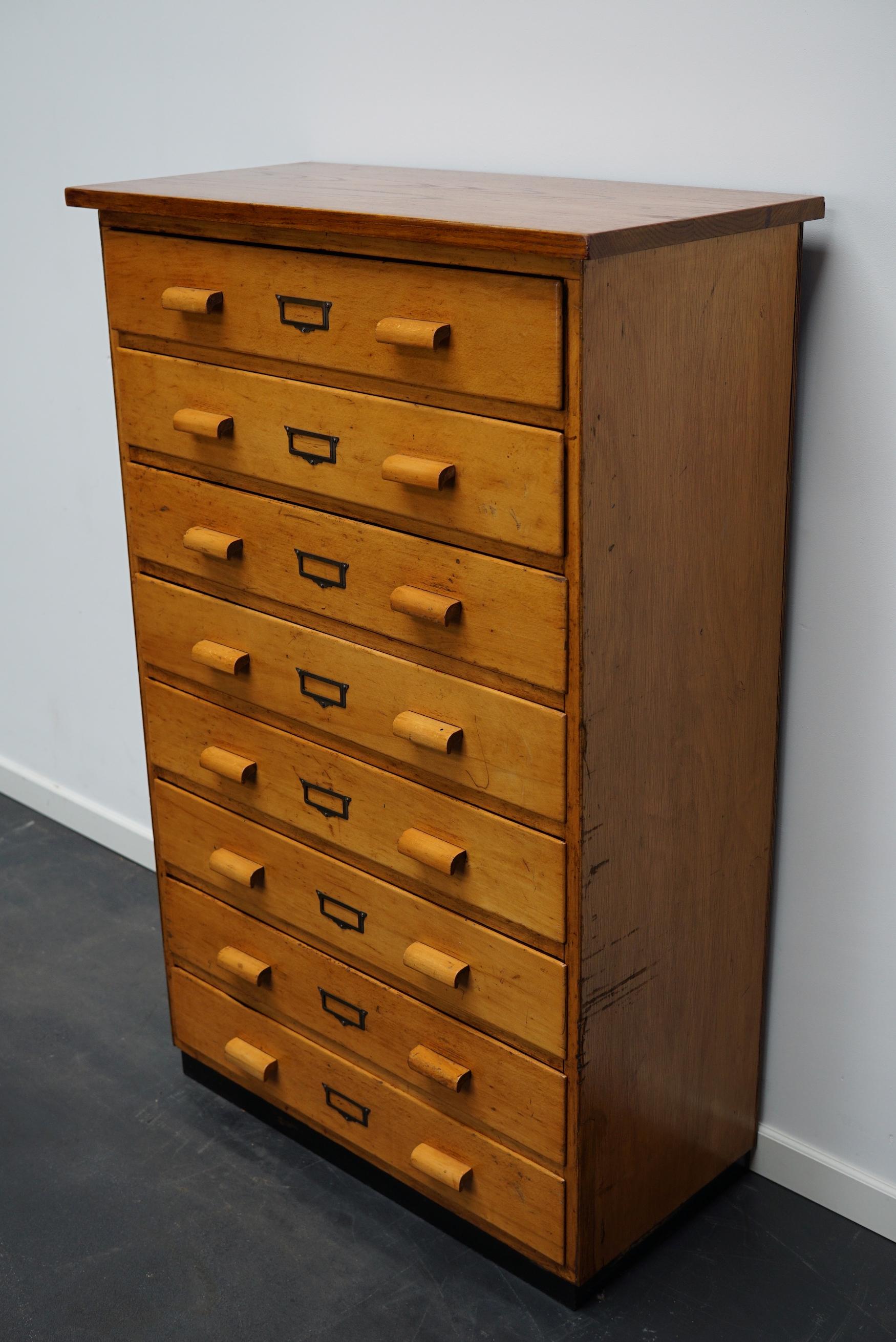 German Beech Industrial Apothecary Cabinet, Mid-20th Century For Sale 8