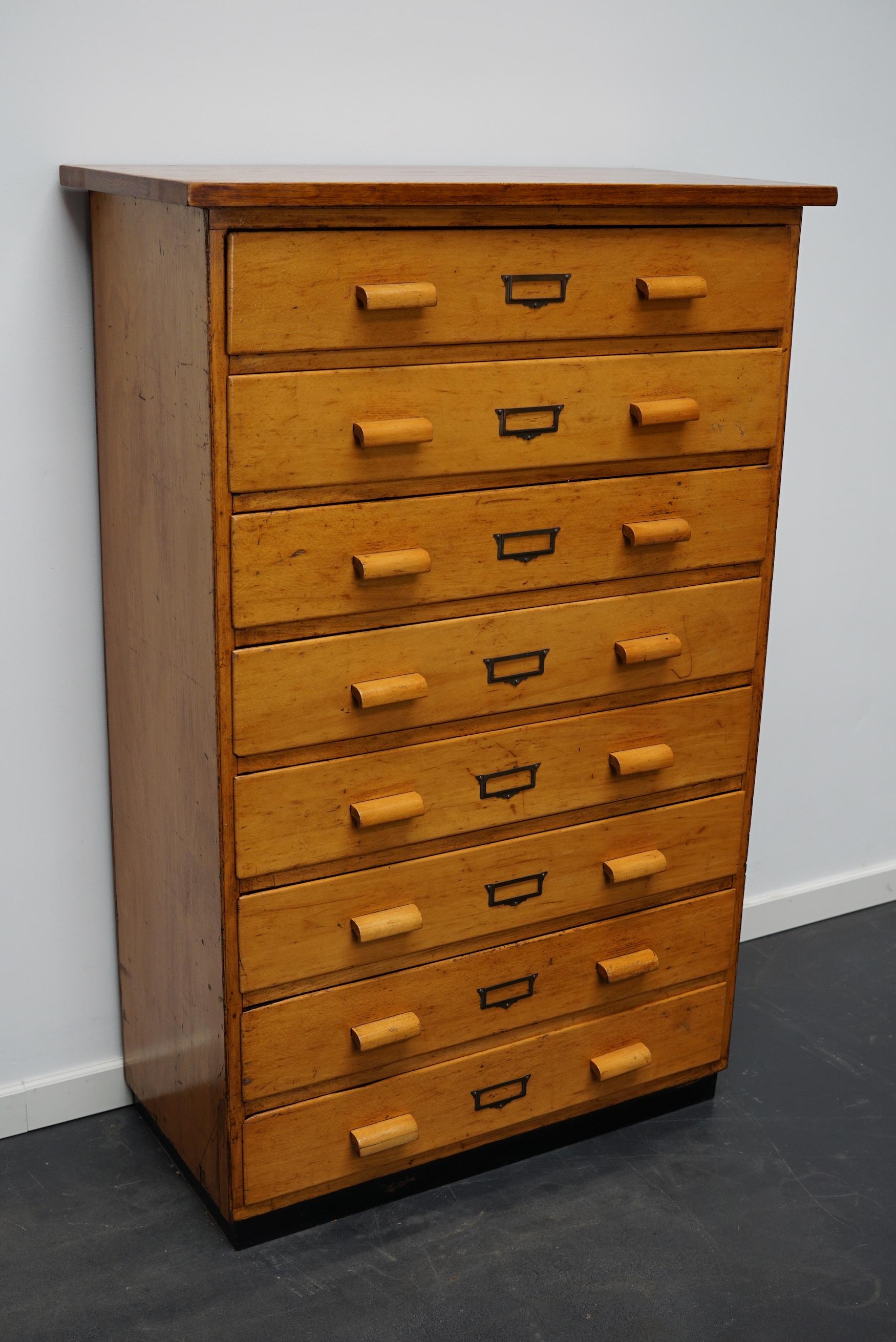 German Beech Industrial Apothecary Cabinet, Mid-20th Century For Sale 1
