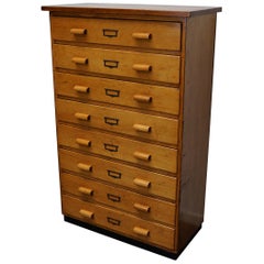 German Beech Industrial Apothecary Cabinet, Mid-20th Century