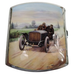 Deutsche Belle Epoque Silber und Emaille Motoring Days Zigarettenetui