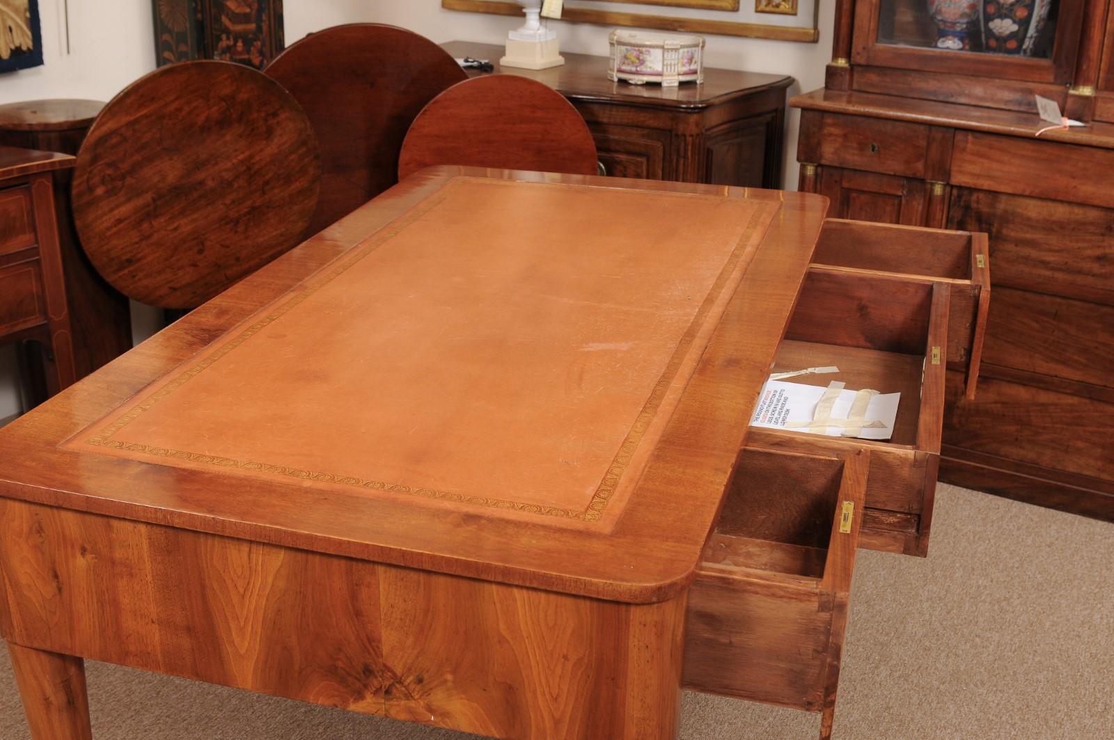 German Biedermeier Art Deco Walnut Bureau Plat Writing Desk 1