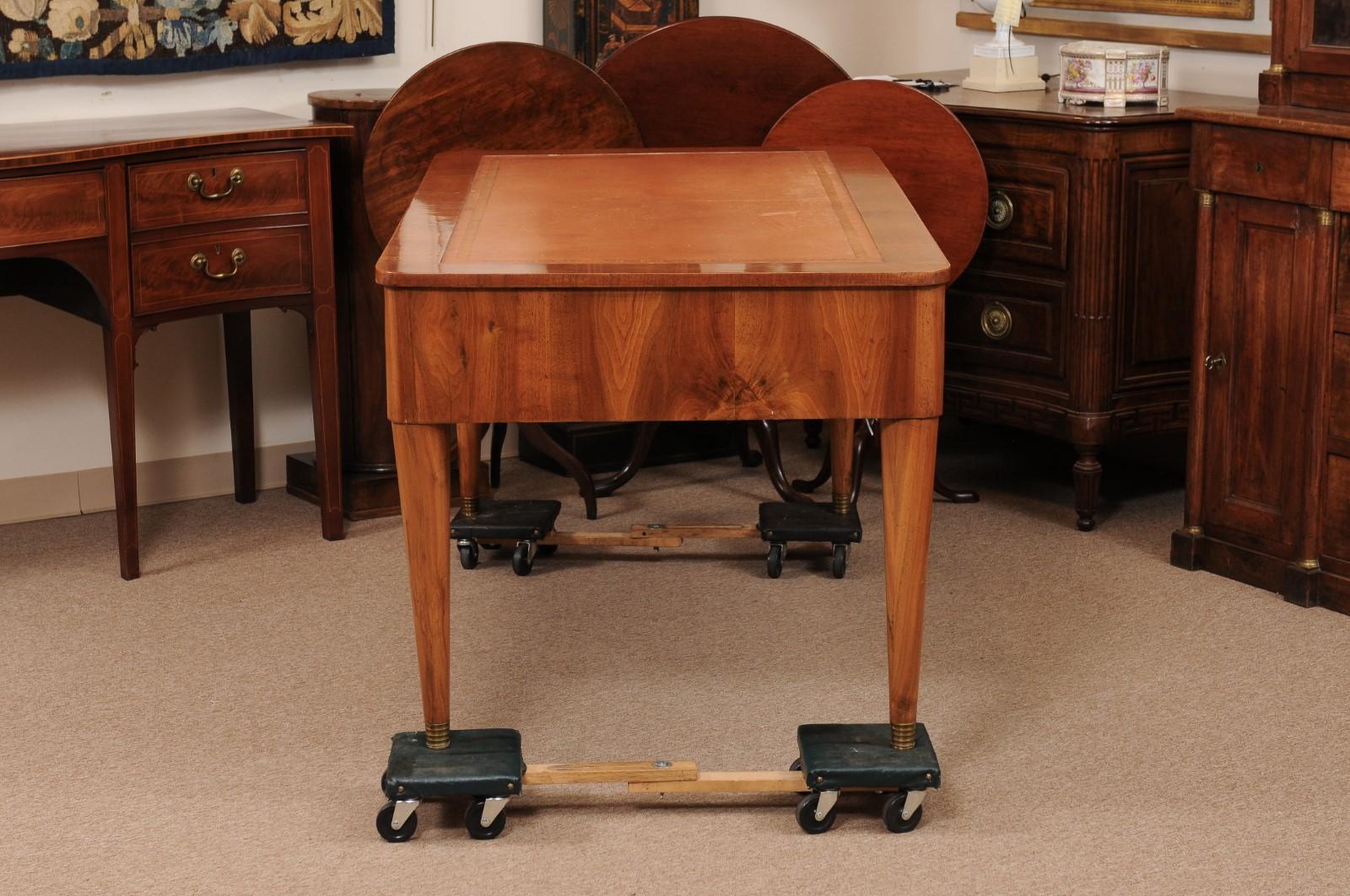 German Biedermeier Art Deco Walnut Bureau Plat Writing Desk 3