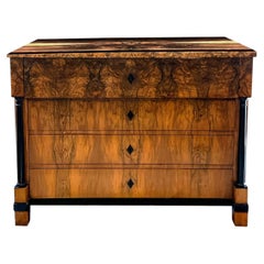 Deutsche Biedermeier Kommode aus schwarzem Nussbaum und Ebonisierung