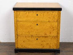 German Biedermeier Flame Birch Three-Drawer Chest, 19th Century