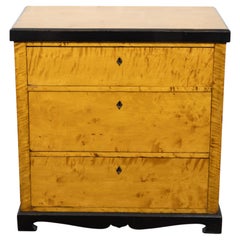 German Biedermeier Flame Birch Three-Drawer Chest, 19th Century