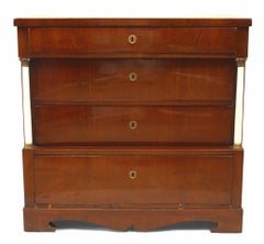 19th Century German Biedermeier Mahogany Chest of Drawers with Marble
