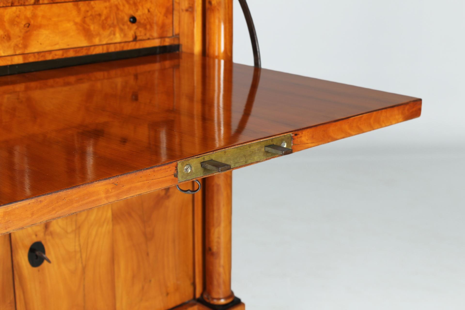 German Biedermeier Secretaire with Columns, Cherry, Maple Burl, circa 1820 3