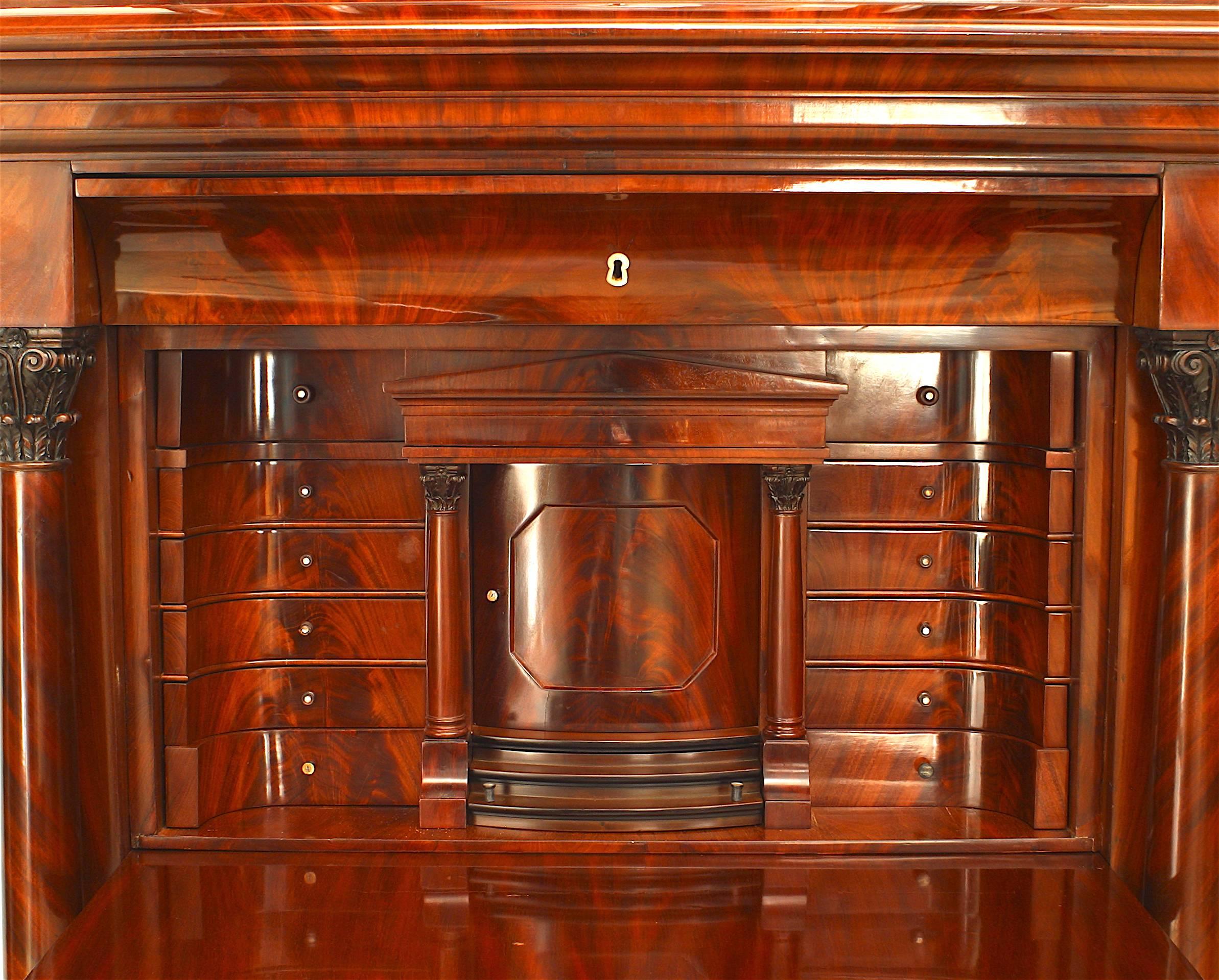 German Biedermeier Mahogany Secretary In Good Condition For Sale In New York, NY