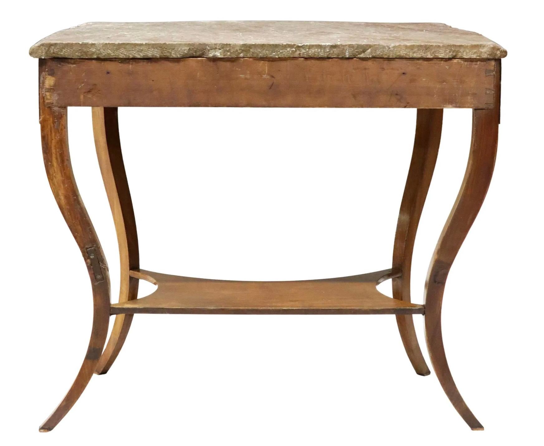 German Biedermeier Style Mahogany Console Table with Marble Top In Good Condition For Sale In Atlanta, GA