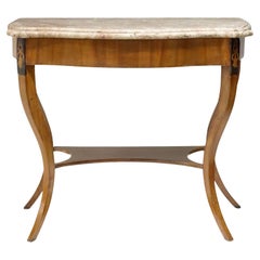 Antique German Biedermeier Style Mahogany Console Table with Marble Top