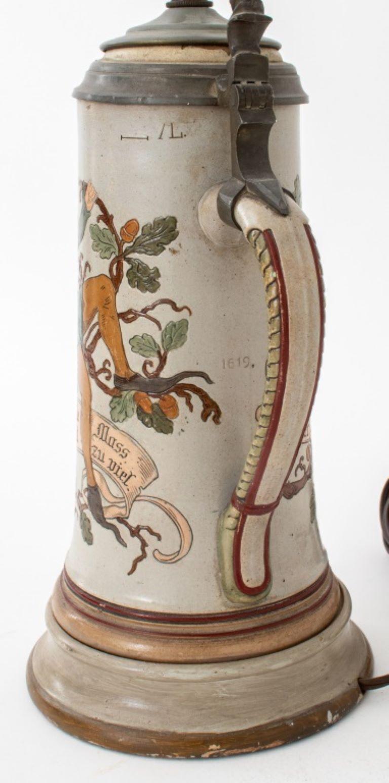 German Bier Stein Mounted as a Lamp For Sale 5